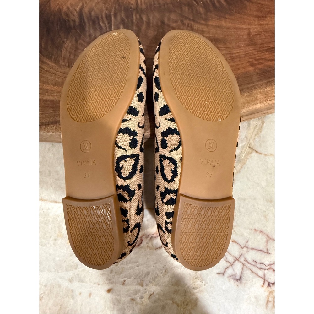 VIVAIA Claire Dark Leopard Knit Round Toe Ballet Flats Size 37 US 6.5 - Picture 9 of 10